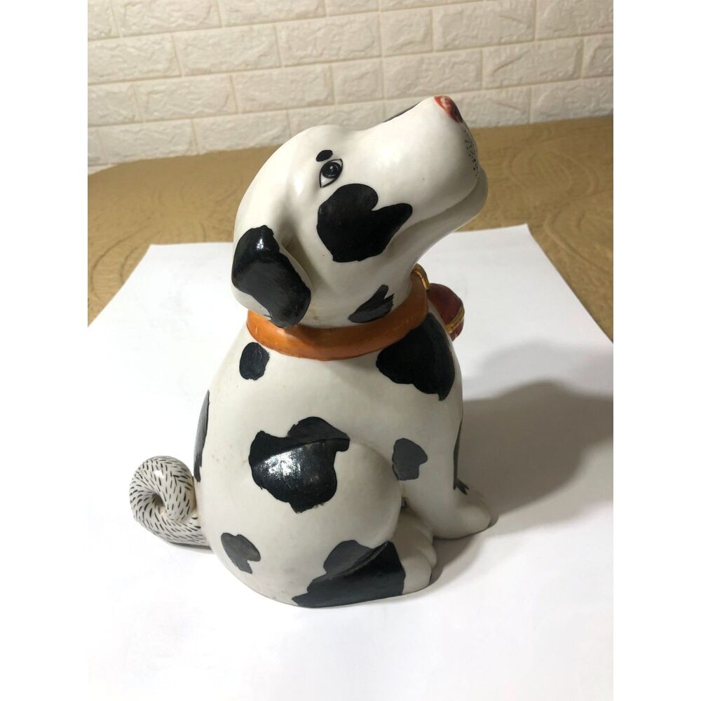 Vtg Neiman Marcus Porcelain Dalmatian Dog Figurine Bell Collar Hong Kong Regency